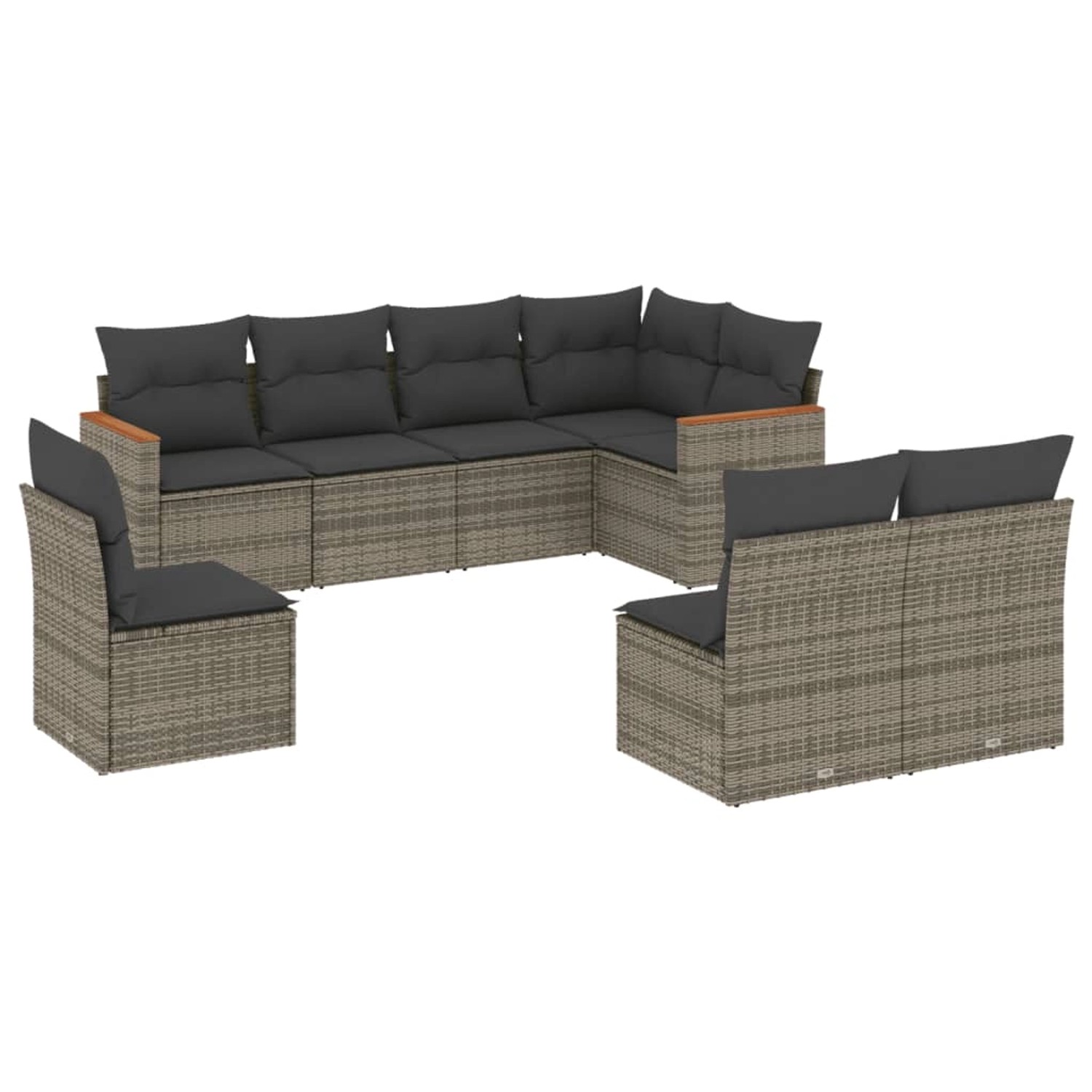 vidaXL 8-Tlg Garten-Sofagarnitur mit Kissen Grau Poly Rattan 3226046 günstig online kaufen
