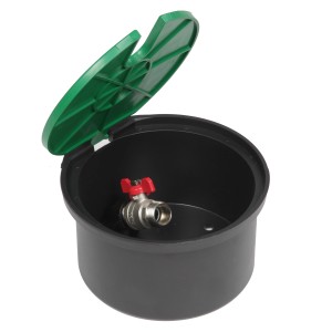 Rain Bird Wassersteckdose, grün, mit Absperrhahn für Sprinkler-Systeme.
