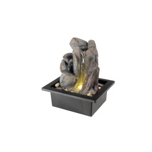Marelida Tischbrunnen mit Beleuchtung, Kaskadenbrunnen für Garten und Zimmer, H 24cm.