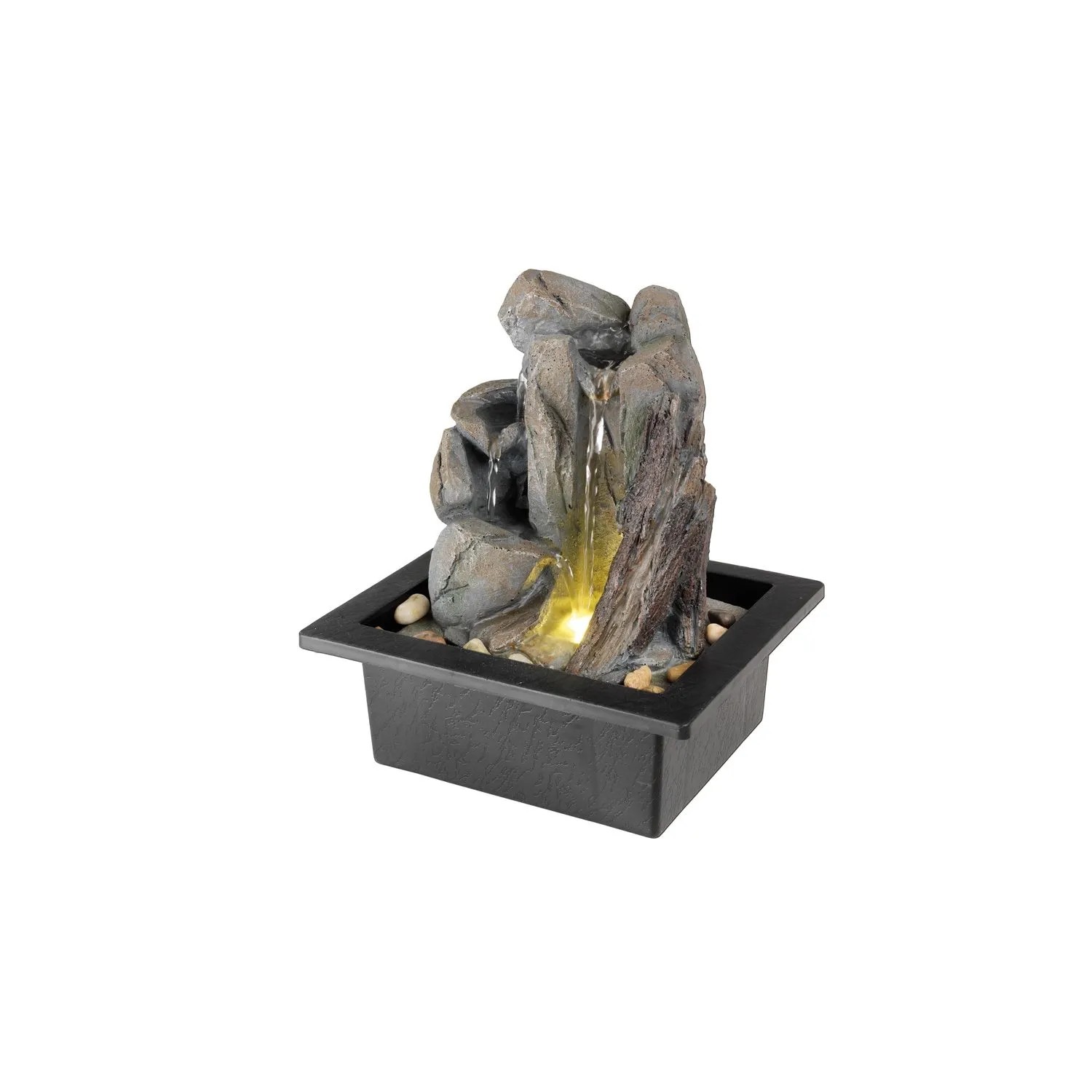 Marelida Brunnen Tischbrunnen Beleuchtet Zimmerbrunnen Gartenbrunnen Kaskade H 24cm