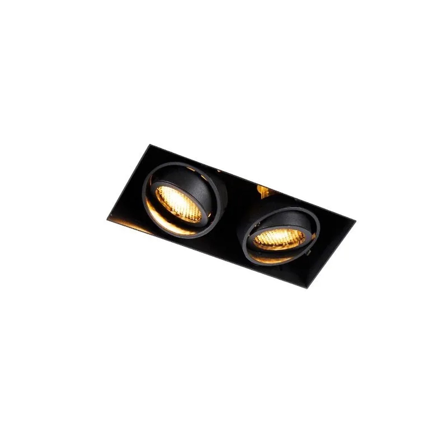 QAZQA Einbau Spot Schwarz 2 Licht Drehbar und Kippbar Trimless Oneon Honey