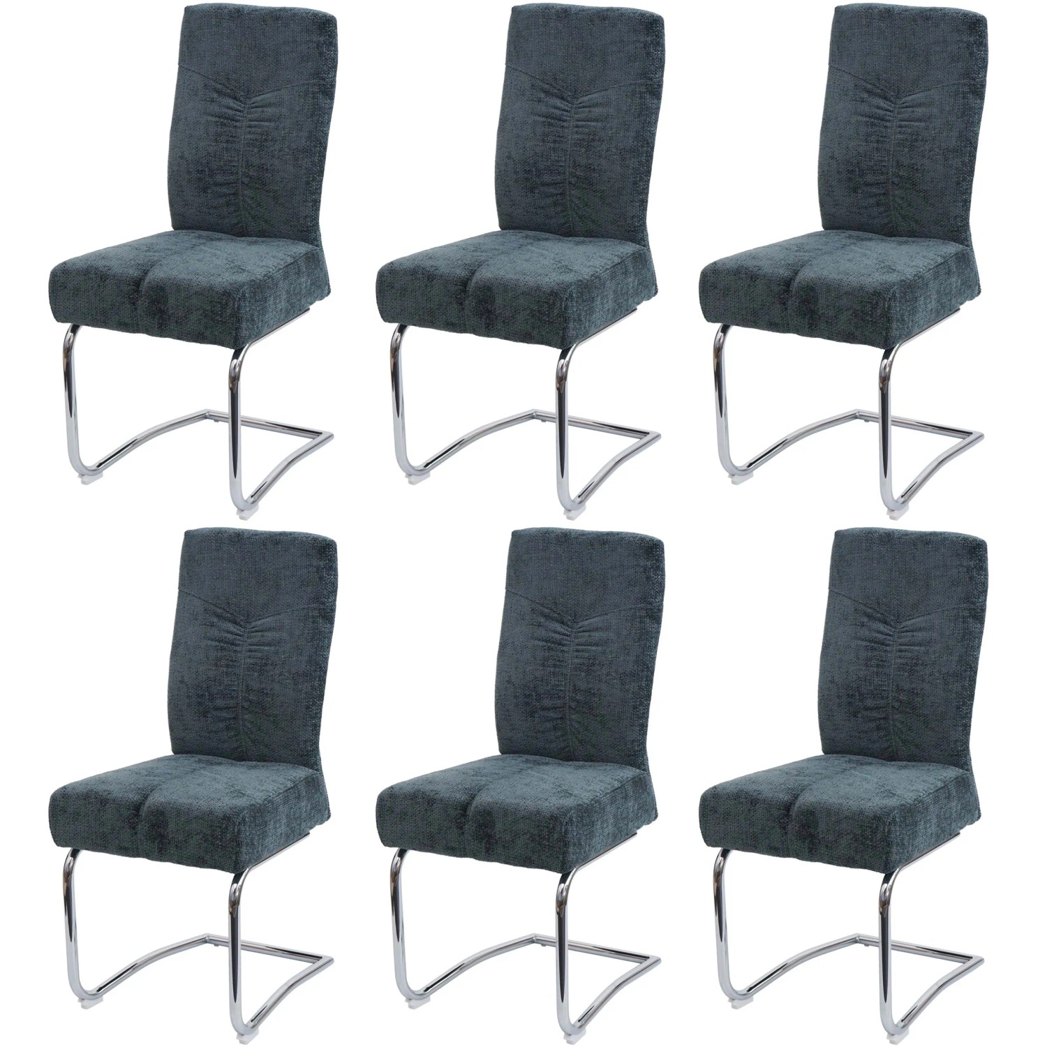 CHEFGASTRO Esszimmerstuhl 6er-Set Gepolstert 105x46x60cm Sitzhöhe 53cm Metall Stoff/Textil Chenille Blau-Grün