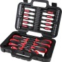 58-teiliges LUX Schraubendreher-Set im schwarzen Koffer. Schraubenzieher mit roten Akzenten.