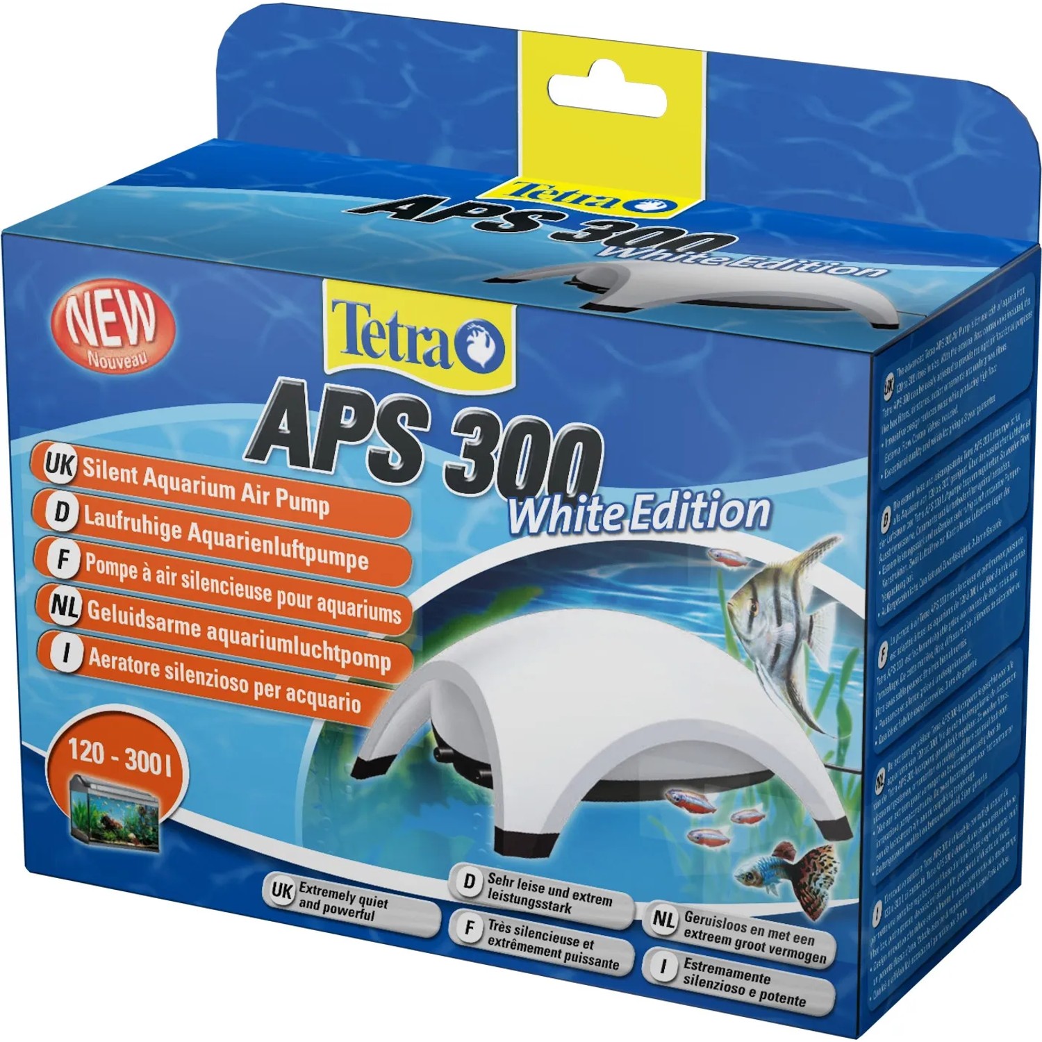 Tetra APS 300 Aquarienluftpumpe in Weiß für Aquarien von 150-300l. Leise und zuverlässig.