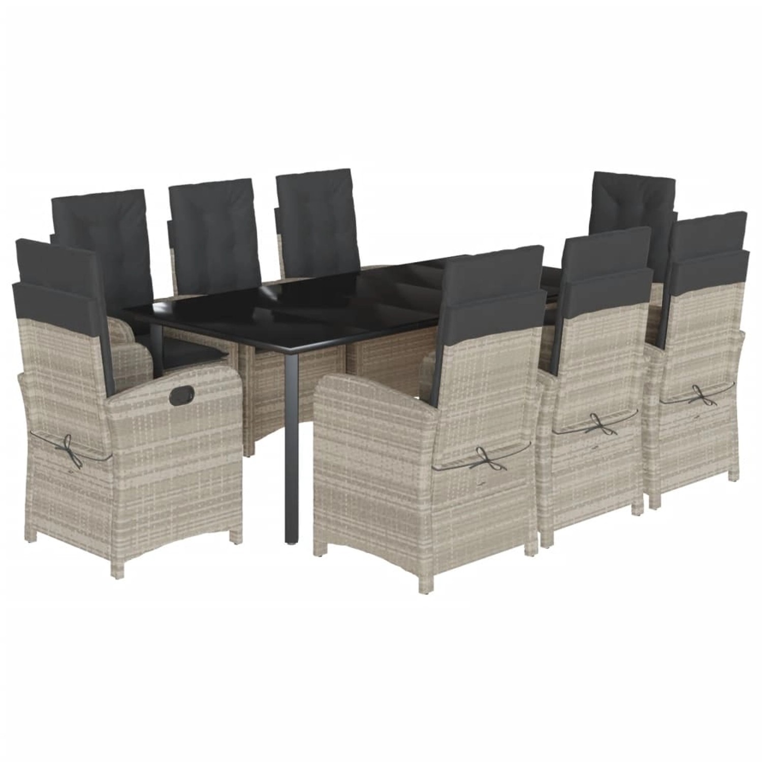 vidaXL 9-Tlg Garten-Essgruppe mit Kissen Hellgrau Poly Rattan 3212860 günstig online kaufen