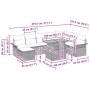 vidaXL Gartenmöbel-Set, 9-teilig, schwarz, Poly Rattan, mit Maßangaben.