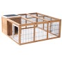 PawHut Kaninchenstall mit Ruhebereich und Gitterdach, 123x120x52 cm.