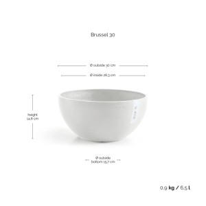 Ecopots Pflanztopf Brussels, weiße Pflanzschale, 30x14 cm, für Innen- und Außenbereich.