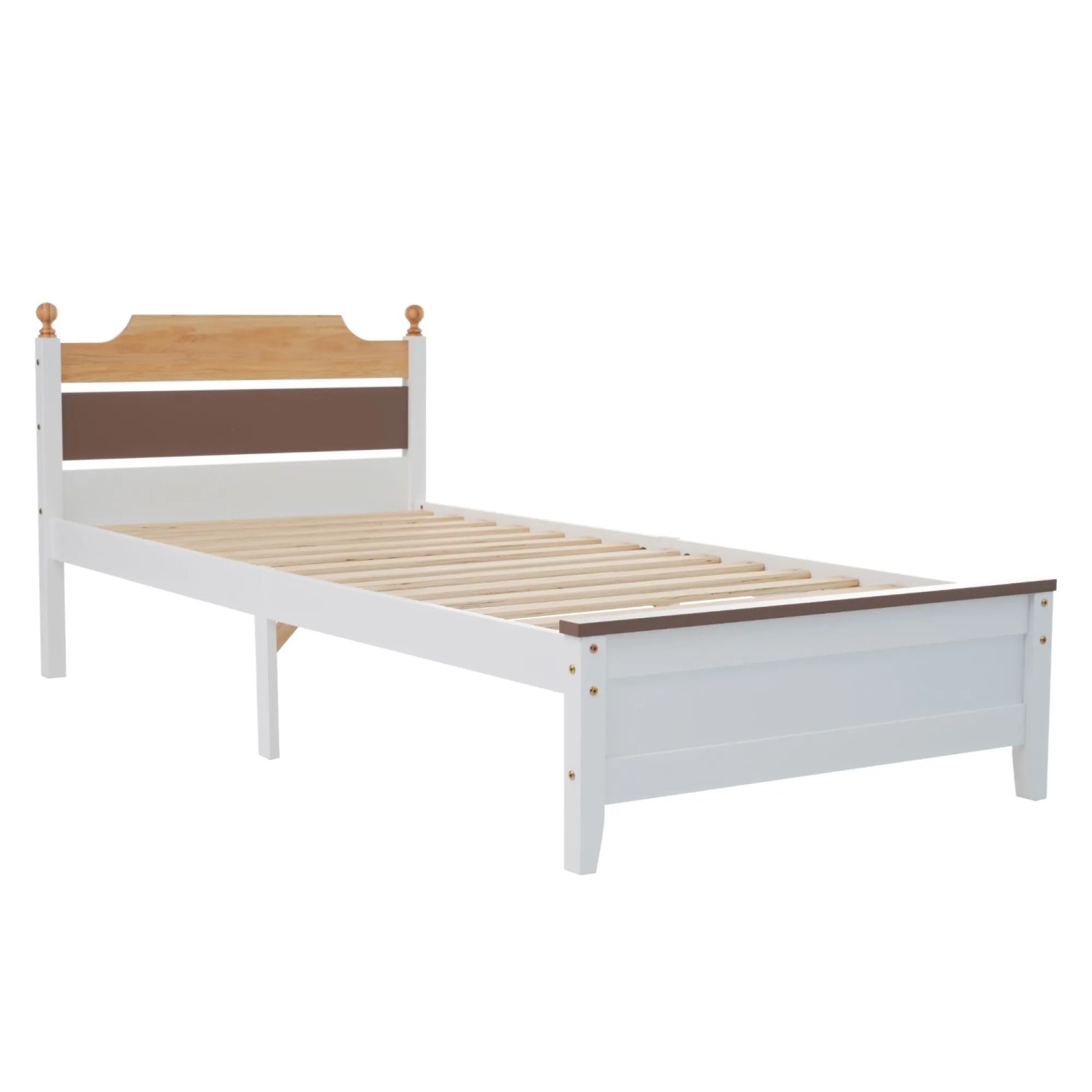 Okwish Holzbett 90×200 Jugendbett Mit Kopfteil Und Lattenroste Ohne Matratze