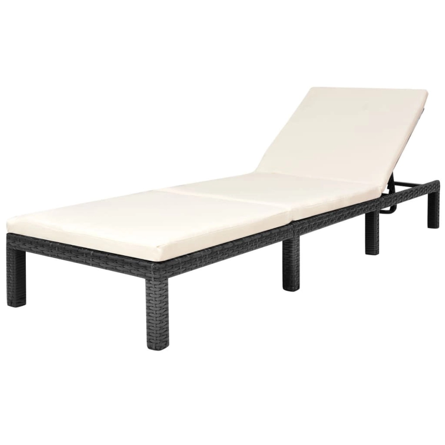 Thumbnail - vidaXL Sonnenliege mit Auflage Poly Rattan Schwarz 195 x 60 x 22 cm