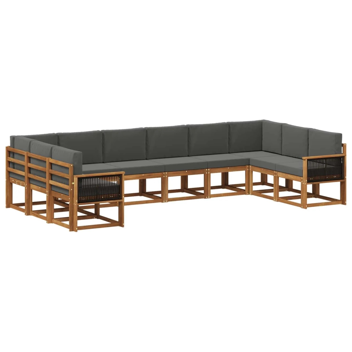 vidaXL Outdoor-Sofagarnitur mit Kissen 10 Stk Natur und Anthrazit 3385573