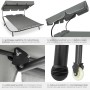Tectake Gartenliege Livorno für 2 Personen, schwarz-grau, mit Metallgestell, verstellbarem Sonnendach und Rollen.