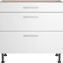 Optifit Unterschrank Bengt932, 90 cm breit, mit 3 Auszügen und Edelstahlgriffen in Weiß.