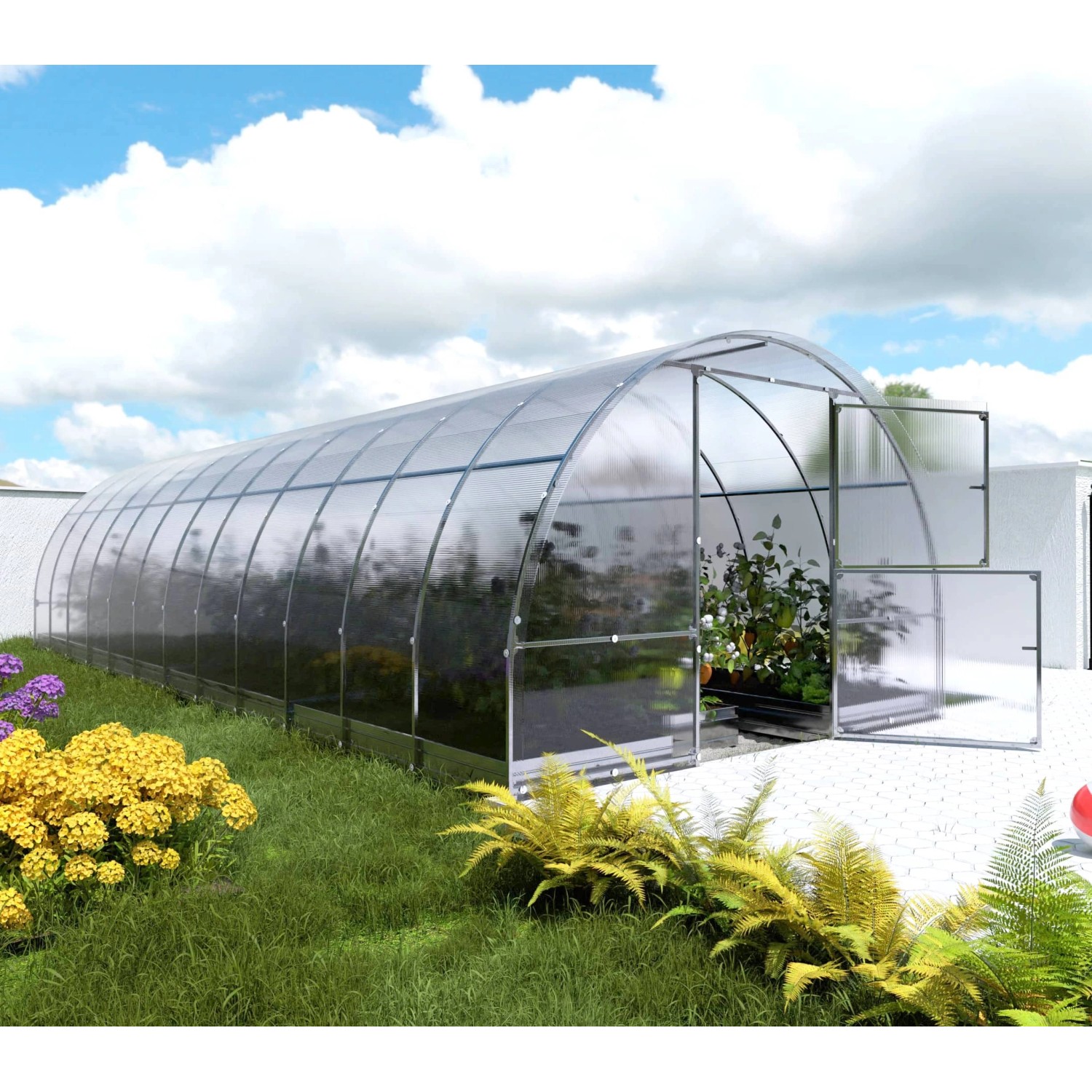Klasika Greenhouses Easy*KLASIKA Gewächshaus 24m², 3m x 8m mit 4 mm Polycar günstig online kaufen