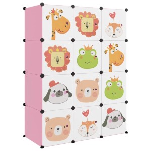 vidaXL Kinderschrank Modular mit 12 Würfeln Rosa PP 340581