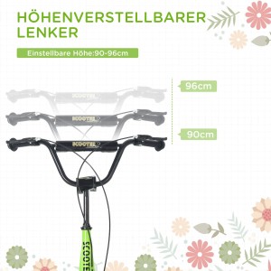 HOMCOM Kinderroller: Detailaufnahme des höhenverstellbaren Lenkers (90-96cm).