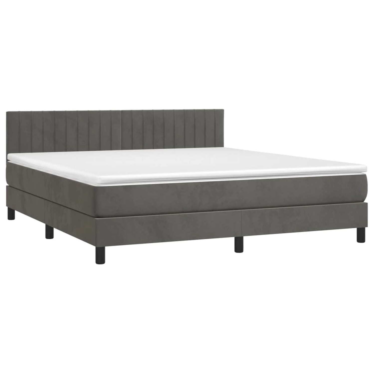 vidaXL Boxspringbett mit Matratze & LED Dunkelgrau 160x200 cm Samt 3134532 günstig online kaufen