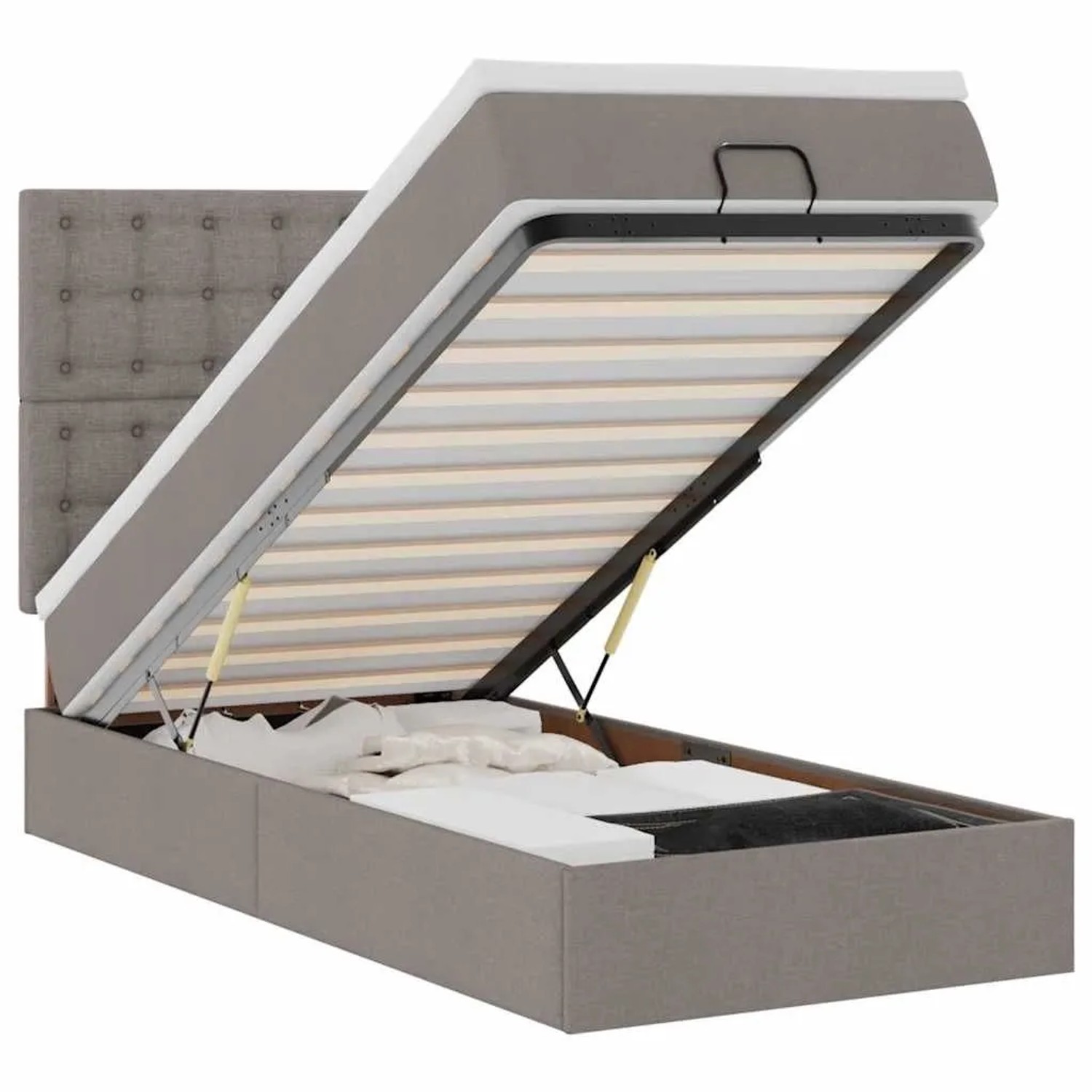 vidaXL Ottoman-Bett mit Matratze Taupe 90x200 cm Stoff 3313296