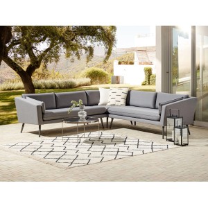 Graues Beliani Gartensofa, 243x243x70 cm, modulare Outdoor-Lounge für Terrasse und Garten.