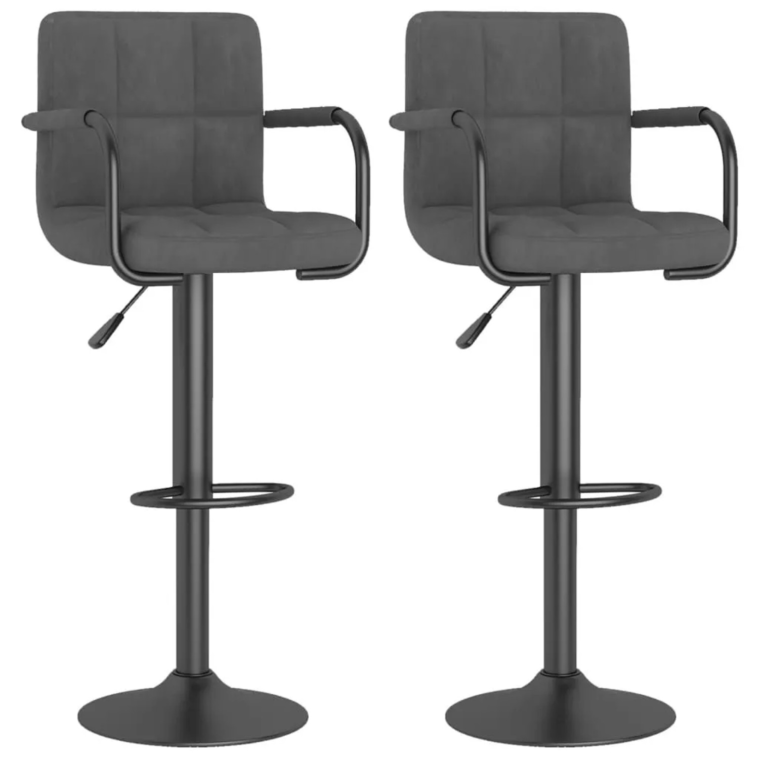 vidaXL Barhocker 2 Stk Dunkelgrau Samt 334660