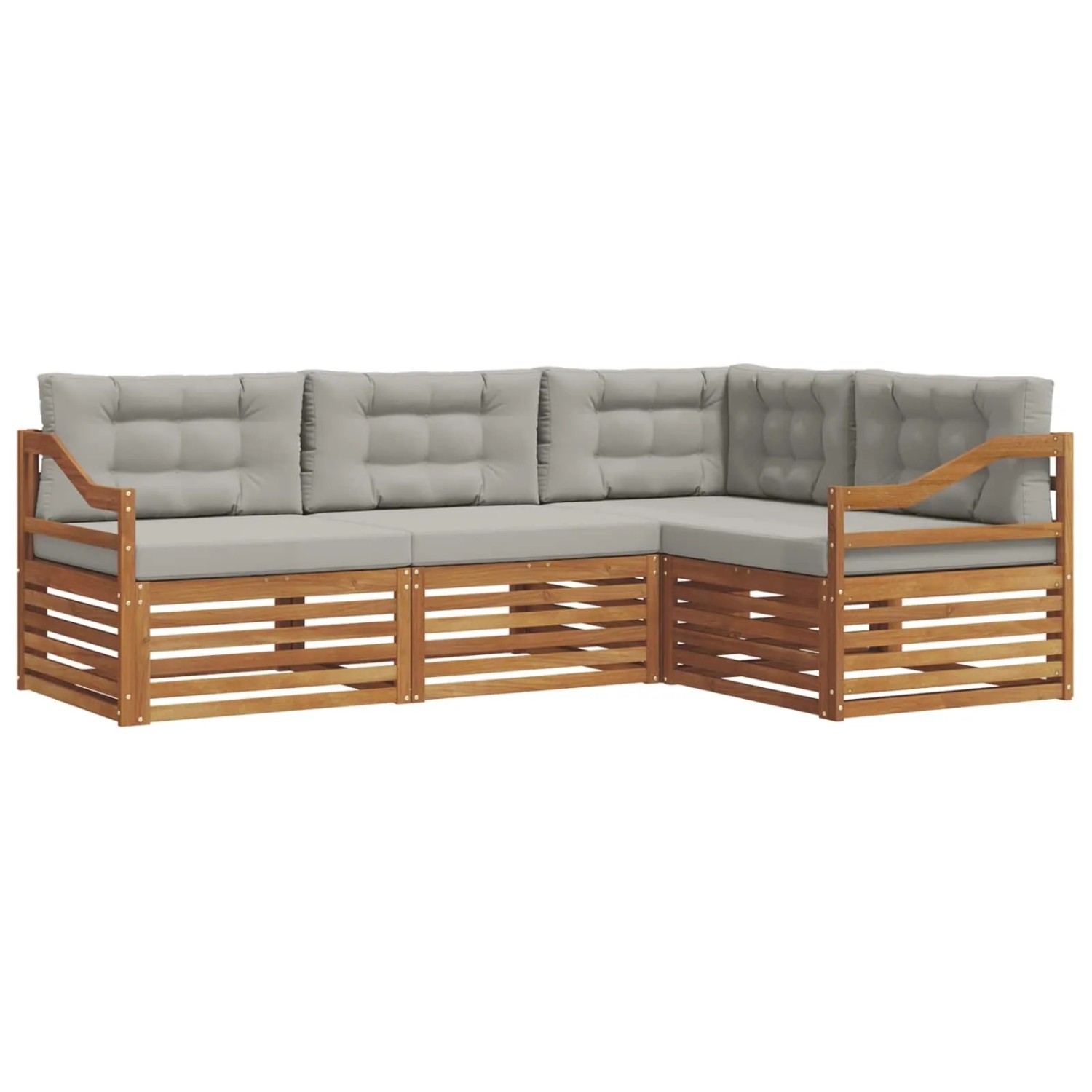 vidaXL Outdoor-Sofagarnitur mit Kissen 13-Tlg Natur und Hellgrau 3373396