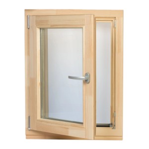 Offenes Panto Holzfenster, Dreh/Kipp, 90x90 cm, mit Griff. Naturholzfenster für individuellen Anstrich.