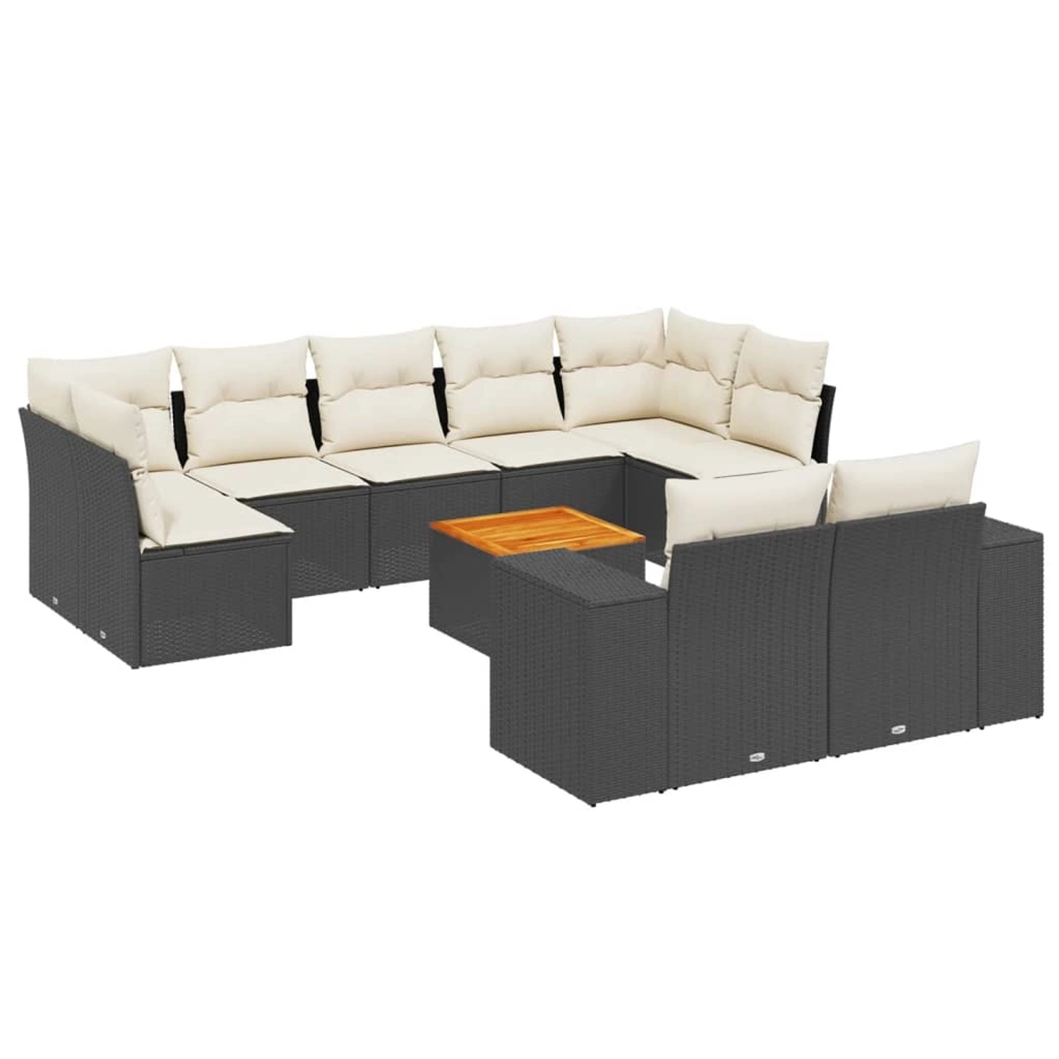 vidaXL 10-Tlg Garten-Sofagarnitur mit Kissen Schwarz Poly Rattan 3257925 günstig online kaufen