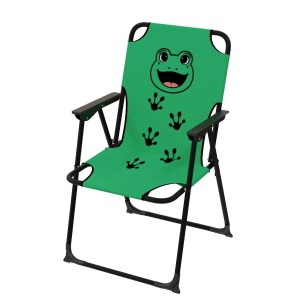Grüner Kinder Campingstuhl mit Frosch-Motiv, Klappstuhl für Outdoor & Garten.