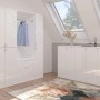 Inn.Furn Garderobenschrank SystemX, weiß hochglanz, 152 cm breit, mit Fächern und Kleiderstange.