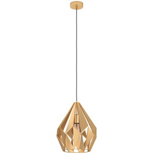Goldene Eglo Hängeleuchte Carlton mit E27 Fassung und dekorativem Metall-Lampenschirm.