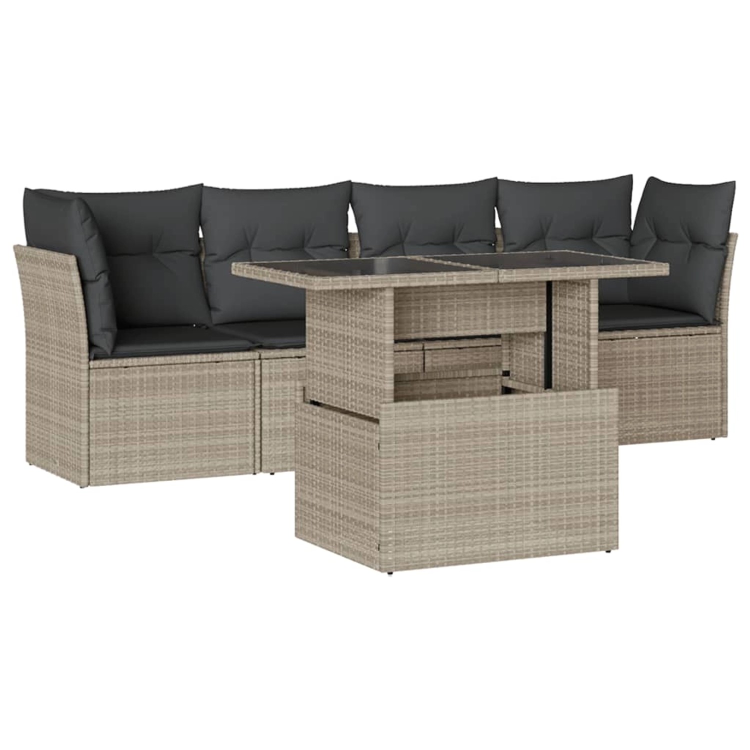 vidaXL 5-Tlg Garten-Sofagarnitur mit Kissen Hellgrau Poly Rattan 3266352 günstig online kaufen