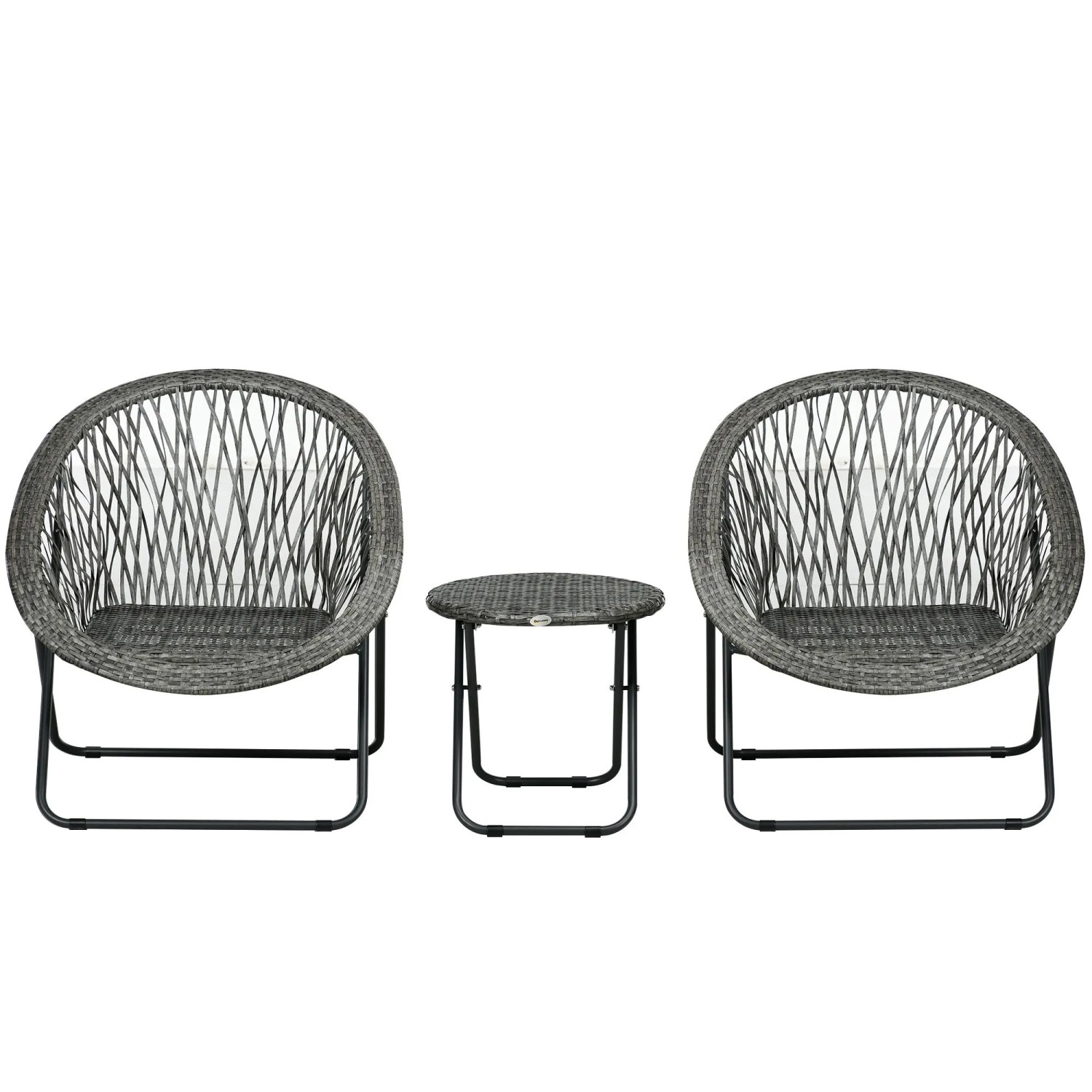 Furnicato Gartenmöbel-set 3-teilig 2 Stühle & 1 Klappbarer Tisch Grau