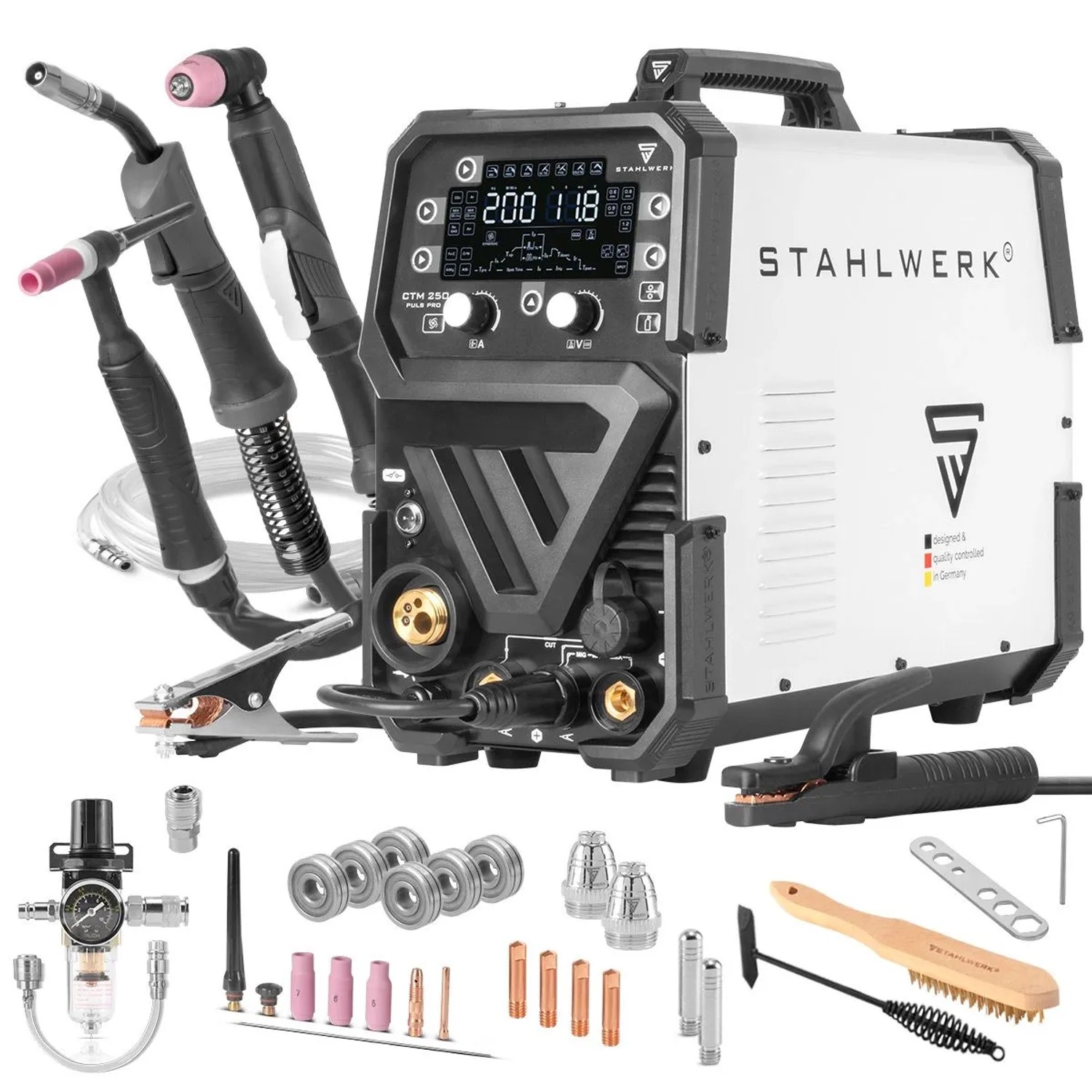 Stahlwerk 6-in-1 Schweißgerät Mit Plasmaschneider Ctm-250 Puls Pro 200 Ampere