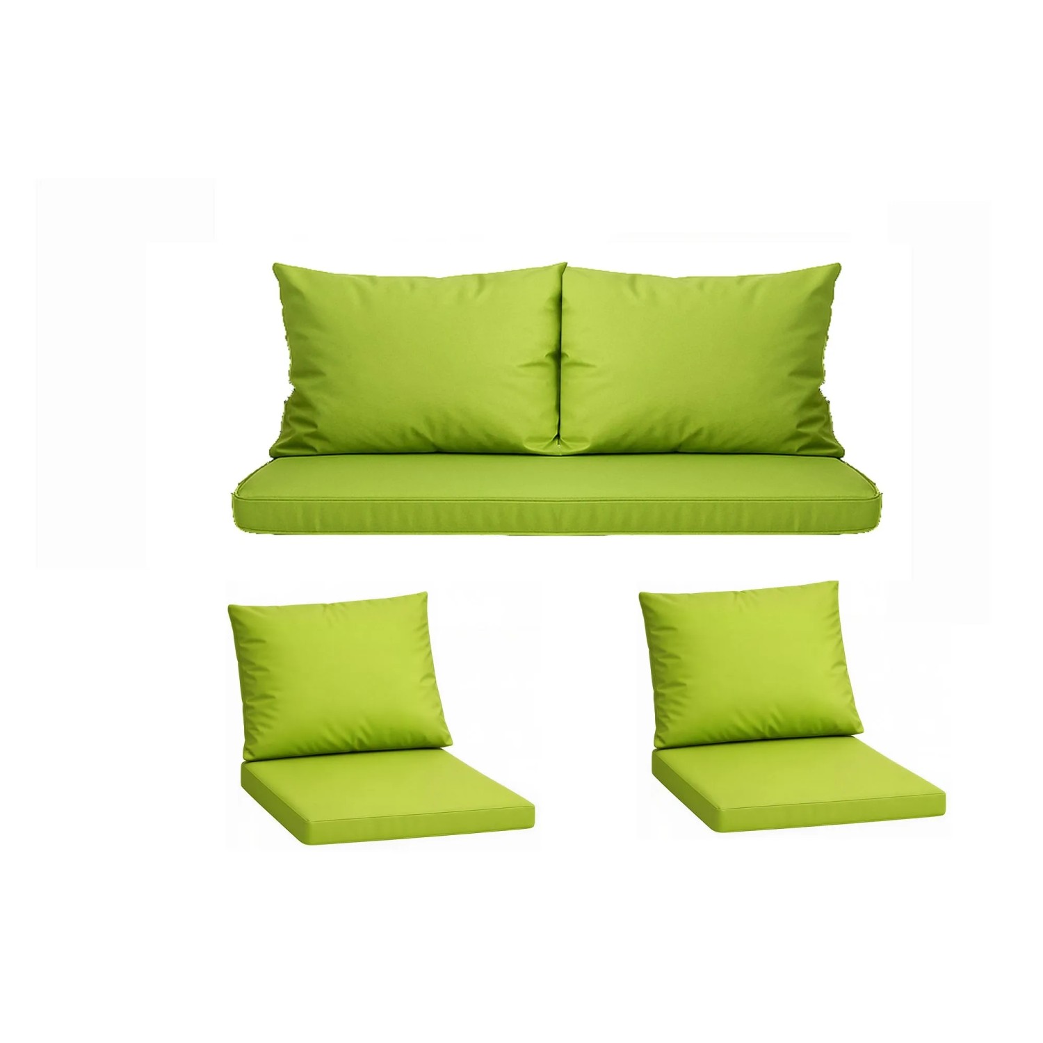 Setgarden Komfort Set Gartenloungekissen aus Technorattan-Möbel Kissen für Sofa 110x60 cm + Sessel 1tlg Lemon