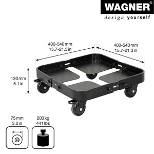 Wagner Design Pflanzenroller Sun City, schwarz, ausziehbar, mit Rollen und Feststellern. Ideal für den Innen- und Außenbereich.