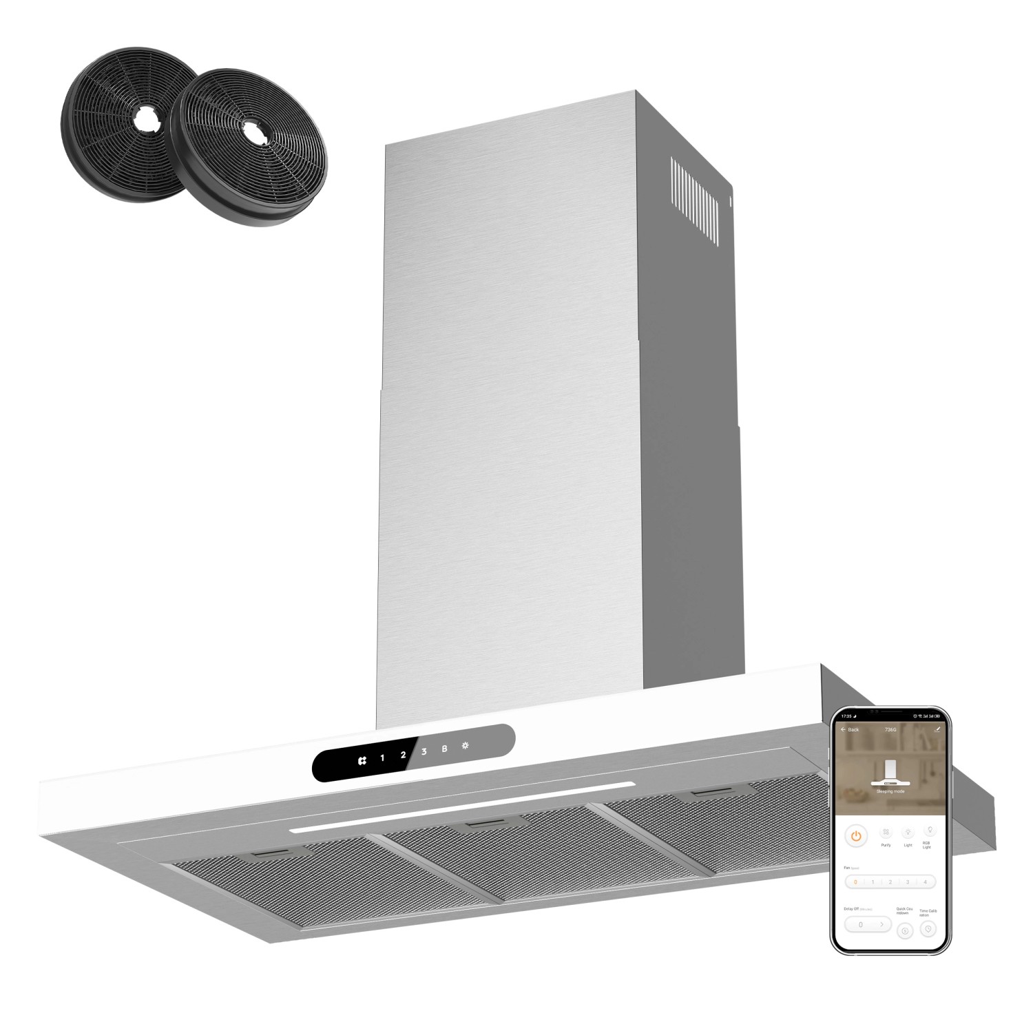 CIARRA Dunstabzugshaube A+++ 650 m³/h 90 cm WIFI-APP Touch Control VM9102W
