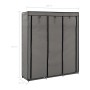 Grauer vidaXL Kleiderschrank (150x45x175cm) mit Fächern und Stangen aus Stoff.