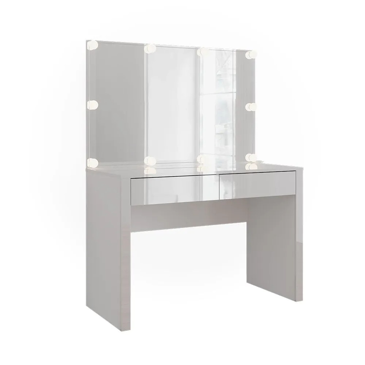 Vicco Schminktisch Annabelle Weiß Hochglanz/Weiß 110 x 146 mit Spiegel und LED-Lichterkette