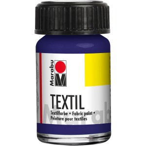 Marabu Textilfarbe Dunkelviolett, 15ml Flasche für helle Stoffe.