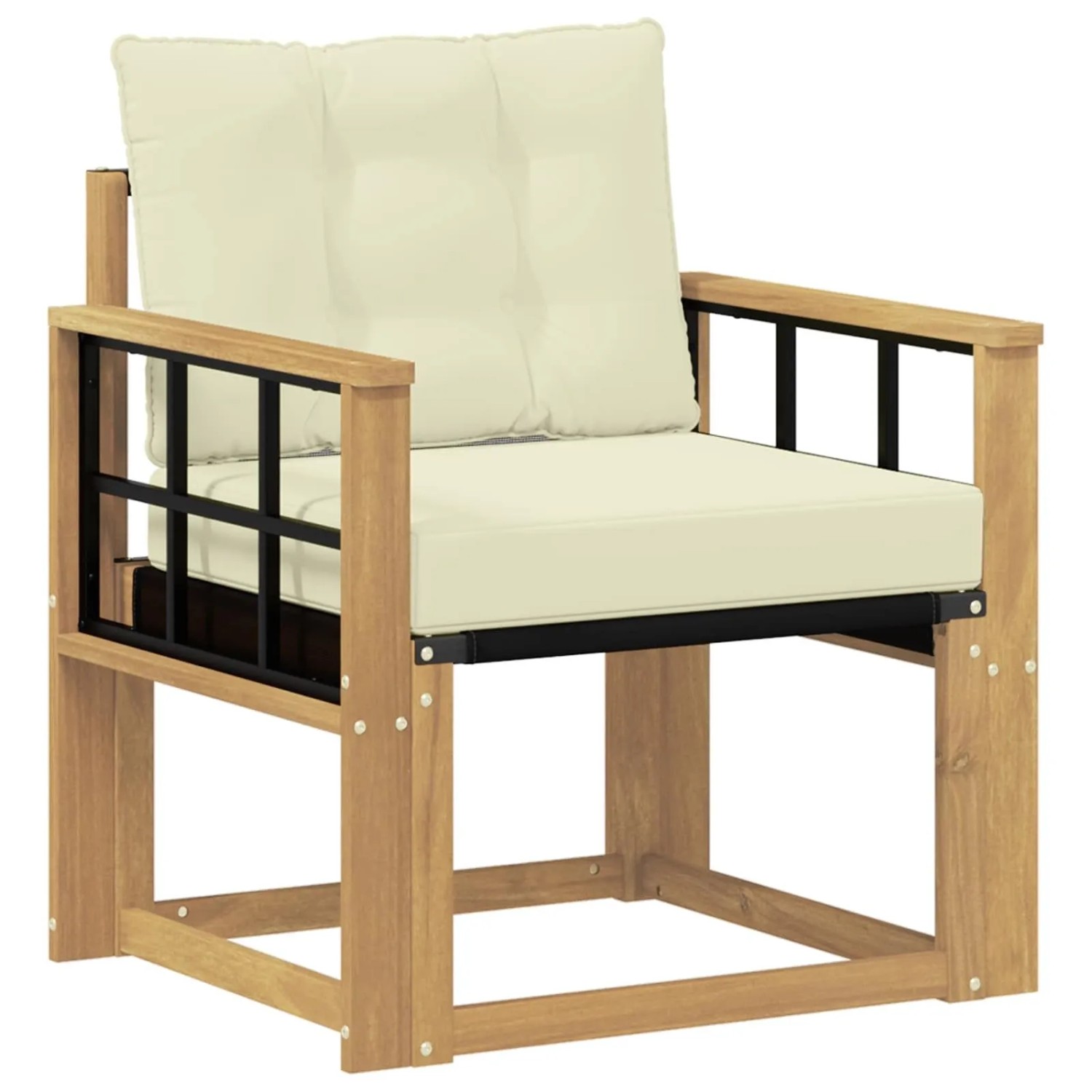 vidaXL Outdoor-Sofa Massives Akazienholz und Textilene Weiß 3439044
