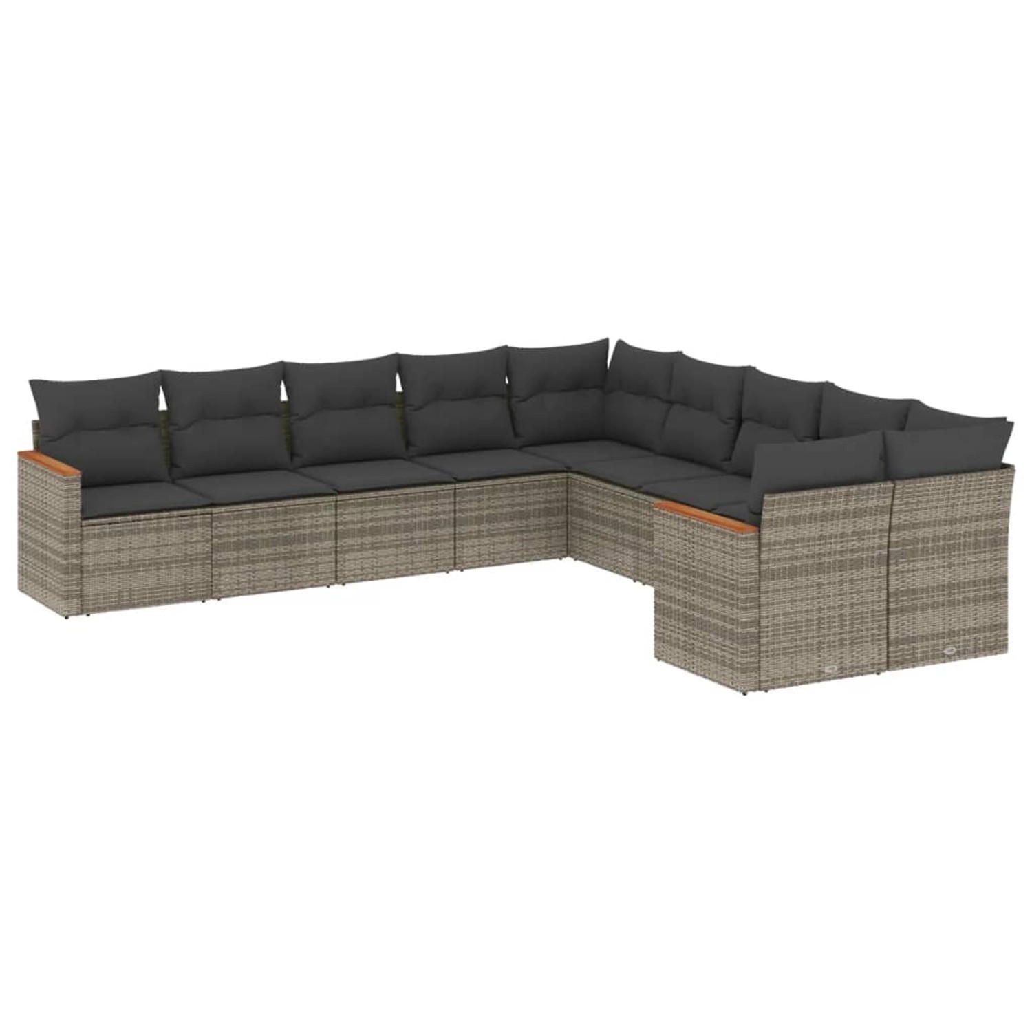 Thumbnail - vidaXL 10-Tlg Garten-Sofagarnitur mit Kissen Grau Poly Rattan 3226354