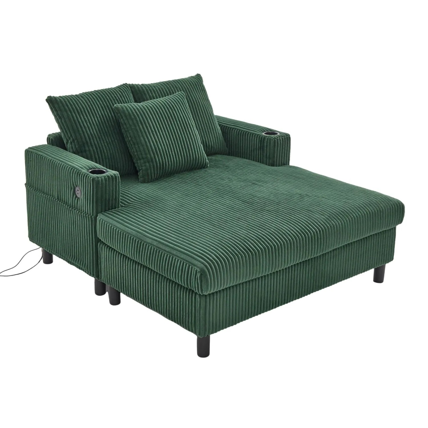 PXloue Sofa Schlafsessel Relaxsessel mit LED USB Getränkehalter Corduroy Grün