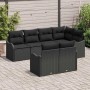Schwarzes 7-teiliges vidaXL Garten-Sofa-Set aus Polyrattan mit Kissen. Gartenmöbel für 7 Personen.