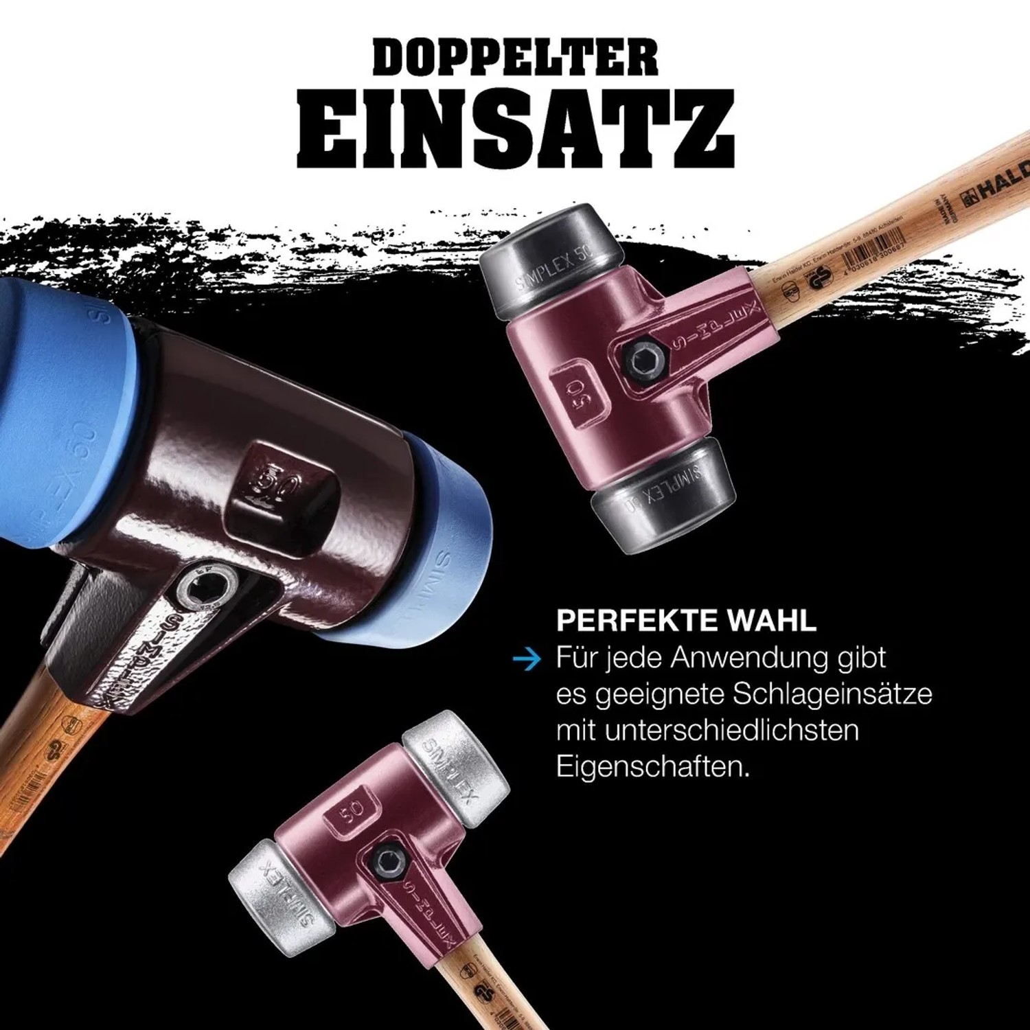 Halder Simplex Schonhammer Ø 30 mm Plastik Rot mit Tempergussgehäuse_8