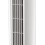 Weißer Turmventilator, 80 cm hoch, für eine angenehme Luftverteilung im Raum.