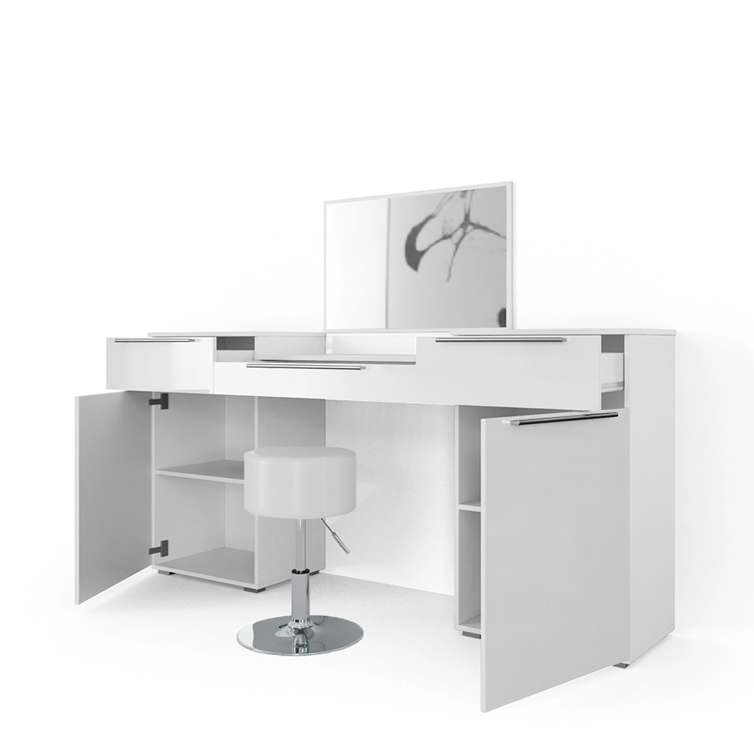 Vicco Schminktisch Lilli Weiß 190 cm mit Hocker