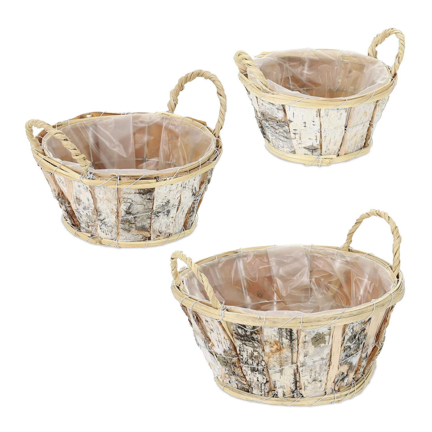 Relaxdays Blumentopf Holz Weiß 3er Set mit Griffen 19 cm x 27,5 cm