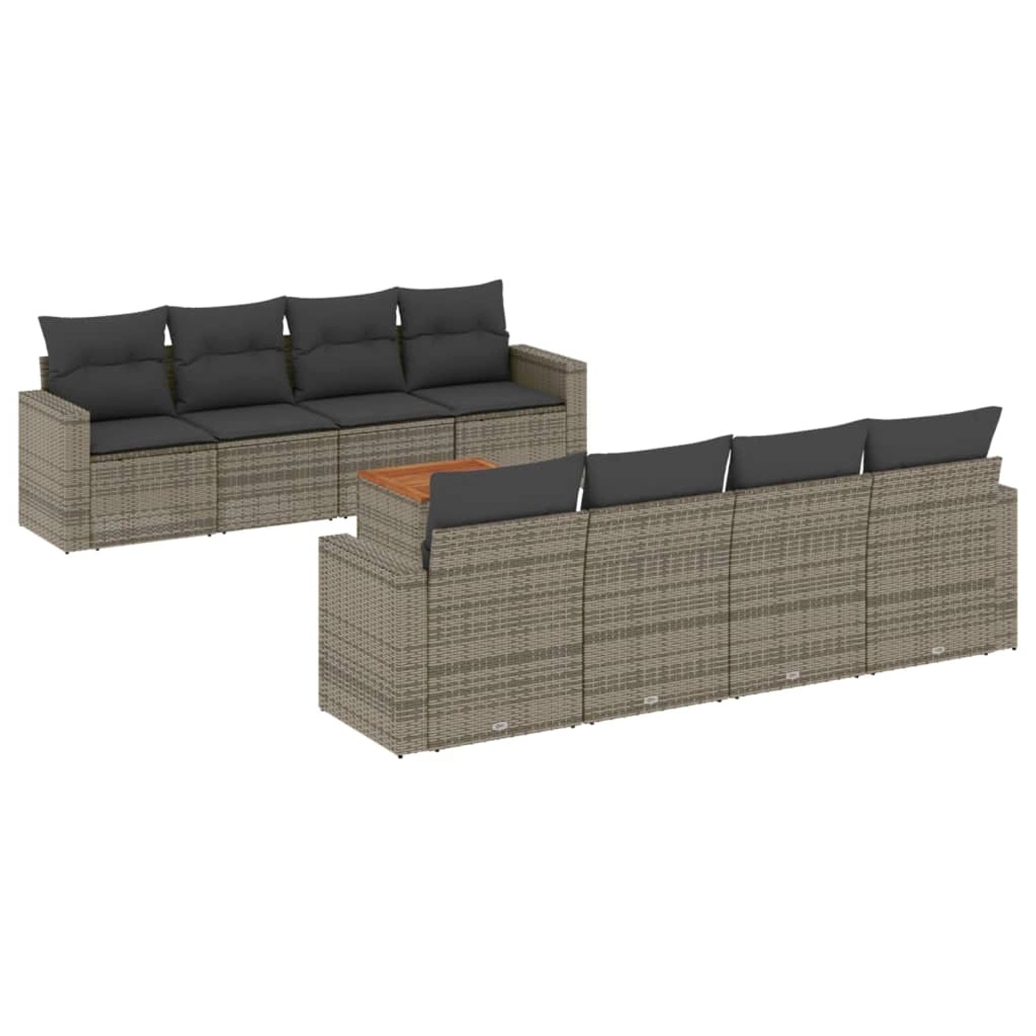vidaXL 9-Tlg Garten-Sofagarnitur mit Kissen Grau Poly Rattan 3256375 günstig online kaufen
