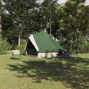 Grünes vidaXL Familien-Tipi-Zelt mit Dach auf einer Wiese, Camping & Zubehör.