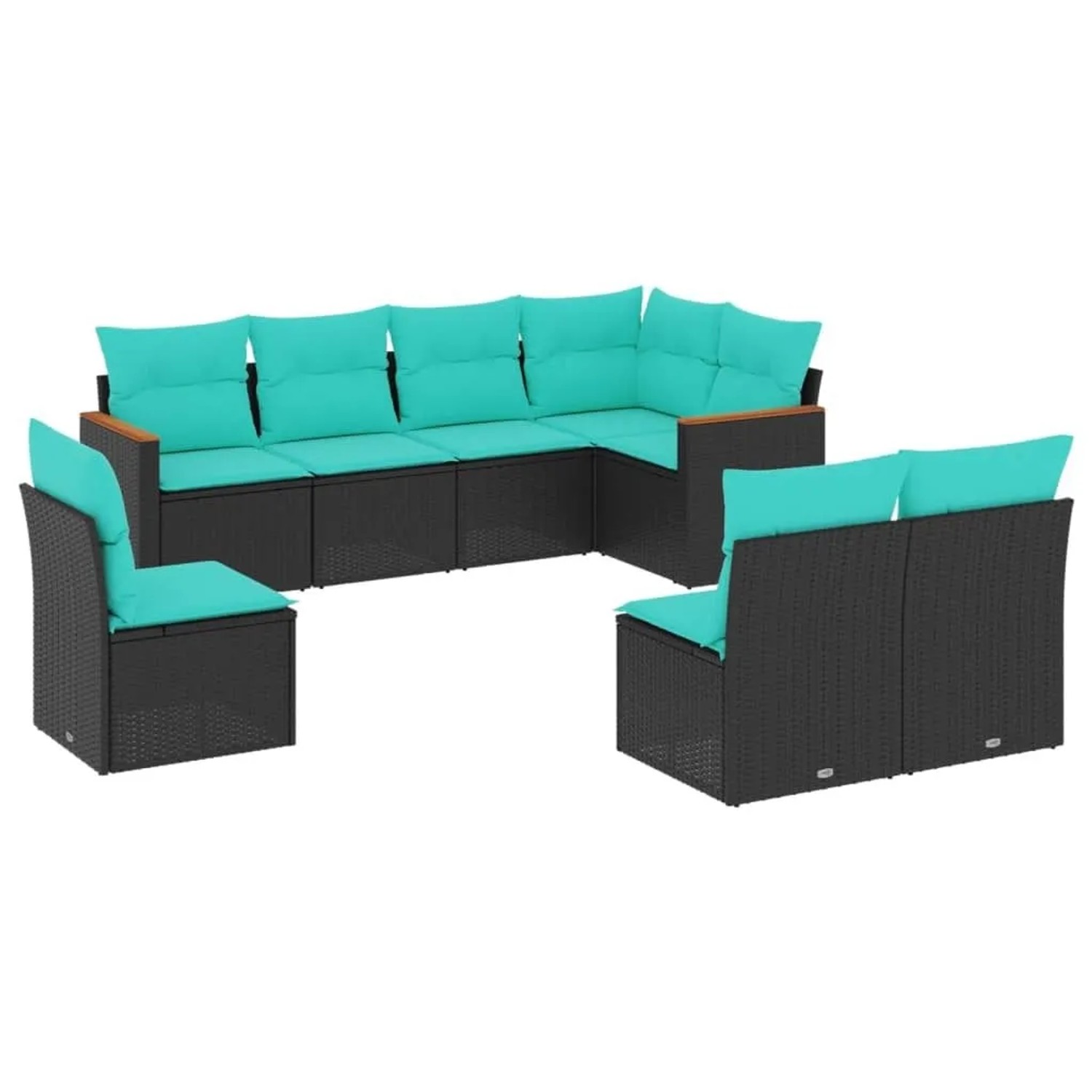 vidaXL 8-Tlg Gartensofa-Set mit Kissen Schwarz Polyrattan 3226043 günstig online kaufen